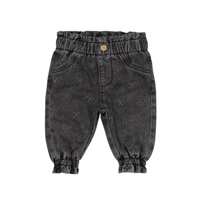 Feetje Pantalon Brodé Hiver Denims Filles Antraciet
