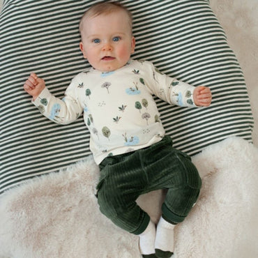 Feetje Broek Velours Rib Wiggle and Waddle Jongens Green