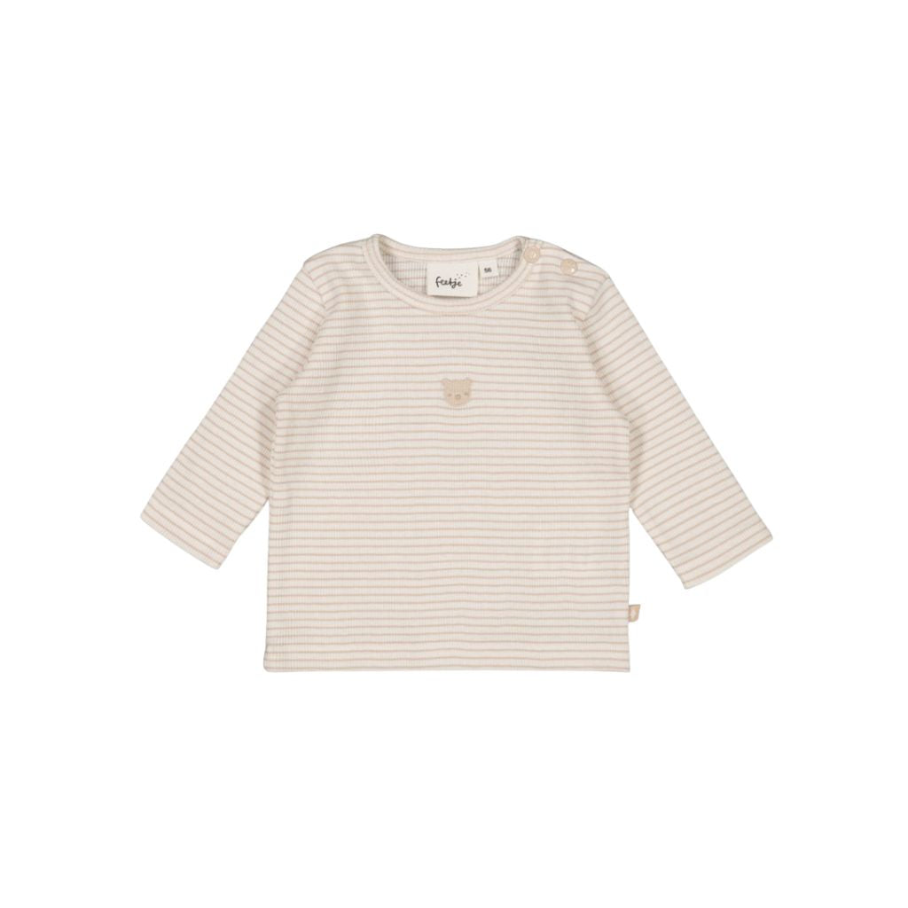 Feetje Longsleeve Rib Met Streep Honey Bear Sand Unisex