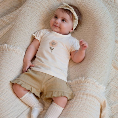 Feetje Short Crinkle Ruches Let Your Dreams Blossom Groen