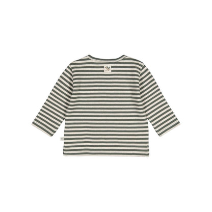 Feetje T-shirt à Manches Longues Col Côtelé et Rayures Wiggle and Waddle Garçons Green 