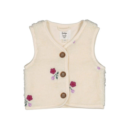 Feetje Gilet en Teddy Avec Broderie Afternoon Tea Filles Creme 