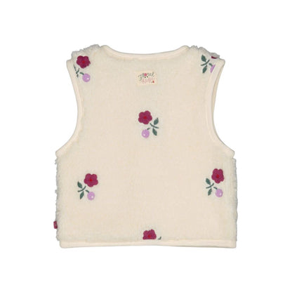 Feetje Gilet en Teddy Avec Broderie Afternoon Tea Filles Creme 