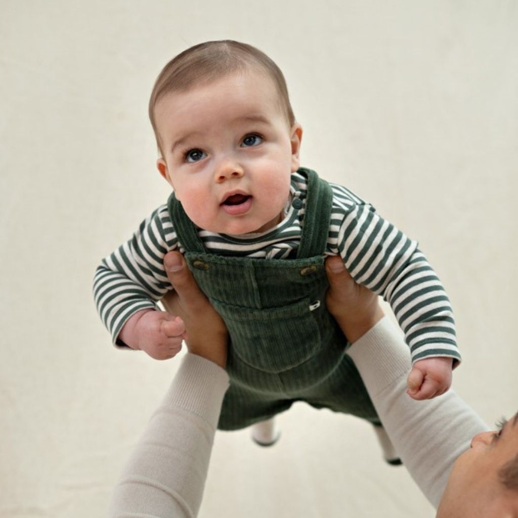 Feetje Salopette En Velours Côtelé Wiggle and Waddle Garçons Green