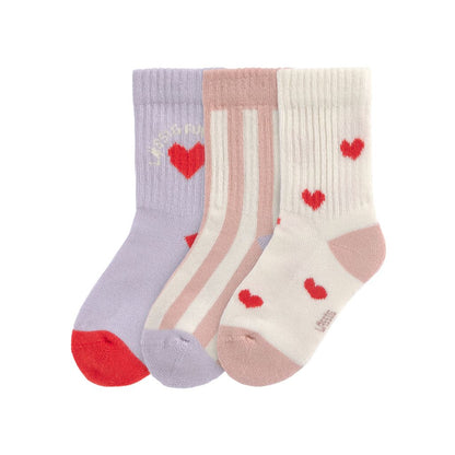 Lässig Sokken Terry Tennis GOTS Heart Multi – 3 stuks
