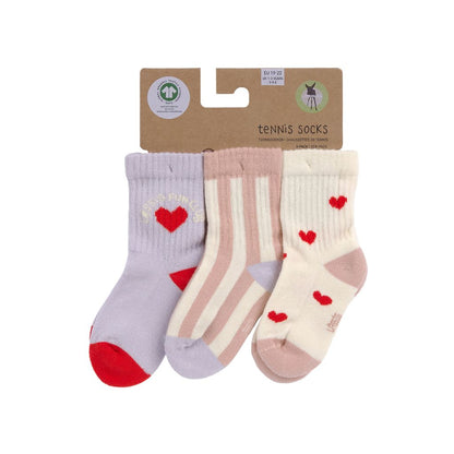 Lässig Sokken Terry Tennis GOTS Heart Multi – 3 stuks
