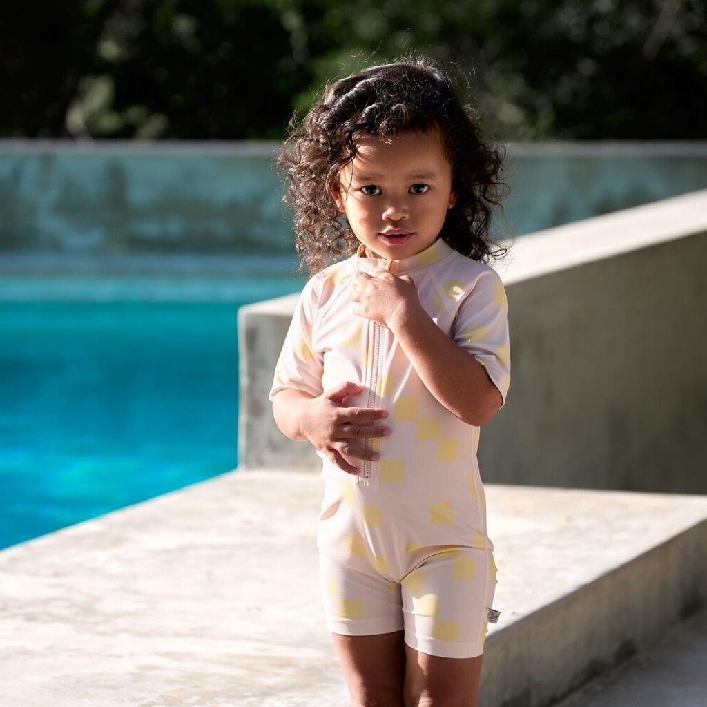 Lässig Maillot de bain Checkerboard Pale Pink/Yellow