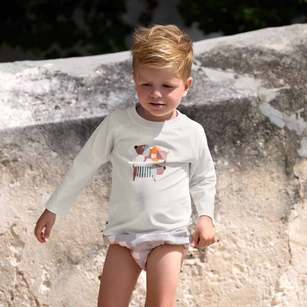 Lässig Zwemshirt Lange Mouw Beach Dog Sea Salt Wit