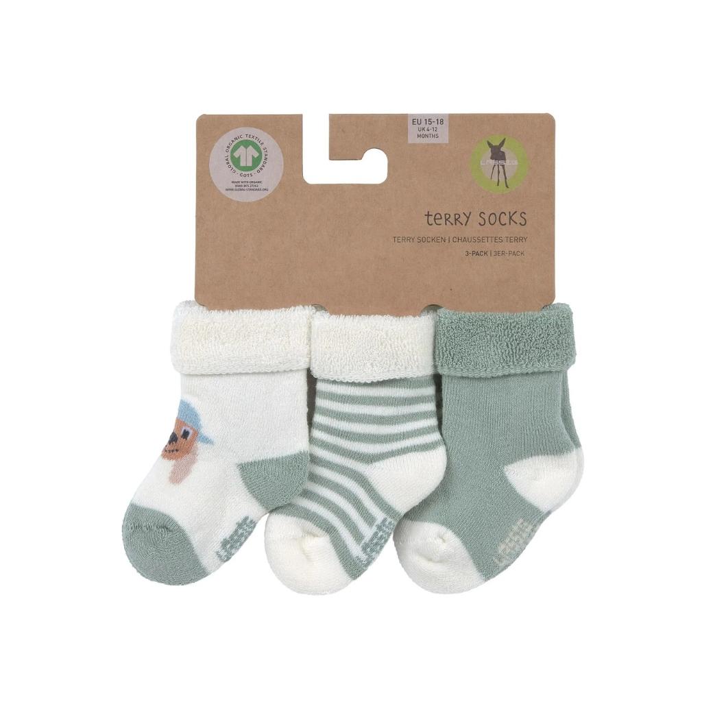 Lässig Chaussettes Terry GOTS Dog Vert – 3 pièces