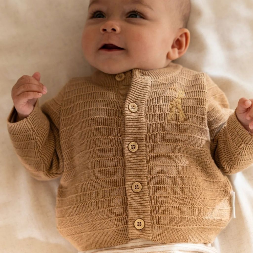 Little Dutch Cardigan Tricoté Safari Friends Soft Tan Unisexe