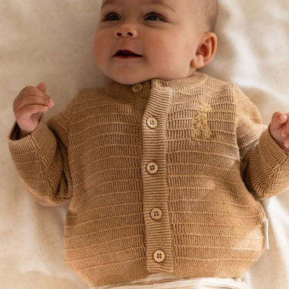 Little Dutch Cardigan Tricoté Safari Friends Soft Tan Unisexe