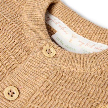 Little Dutch Cardigan Tricoté Safari Friends Soft Tan Unisexe