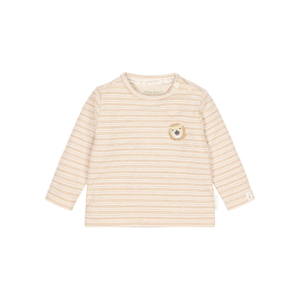 Little Dutch T-shirt Manches Longues Little Safari Stripe Brown Unisexe