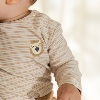 Little Dutch T-shirt Manches Longues Little Safari Stripe Brown Unisexe