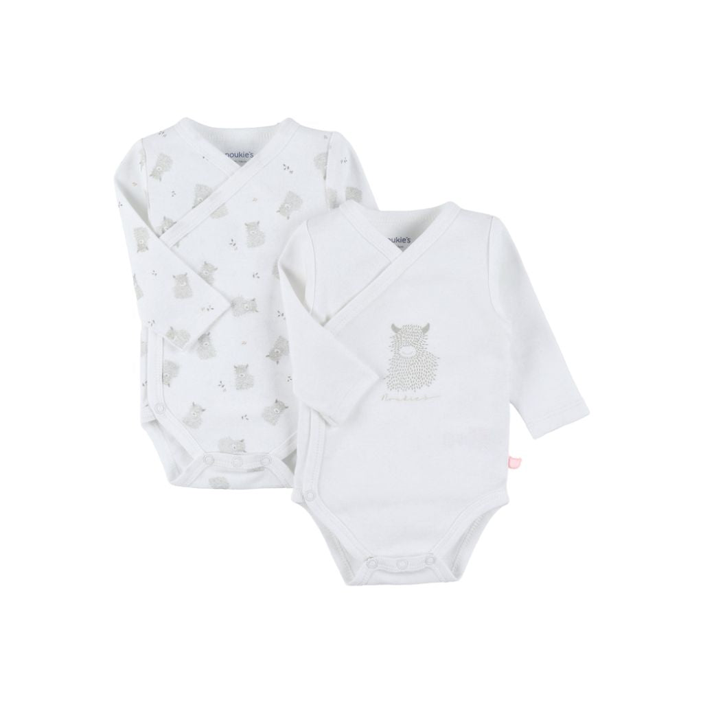 Noukie's Body cache-coeur coton bio Fluffy & Orso blanc - 2 pièces