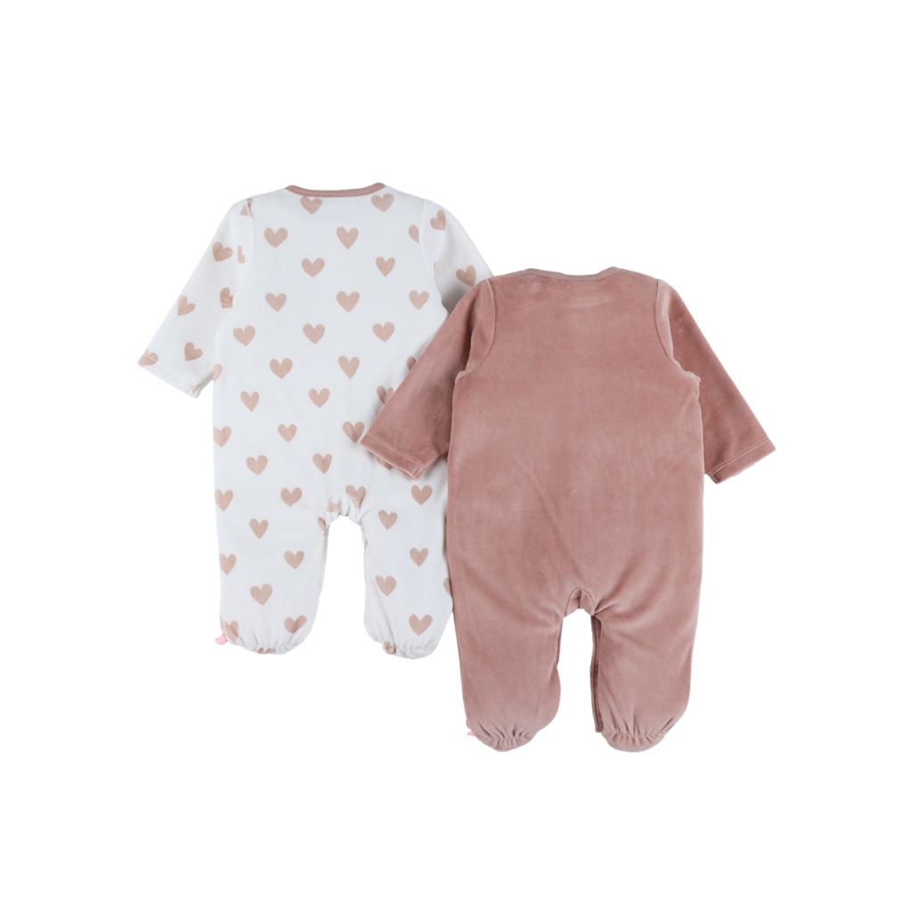 Noukie's Baby Pyjama's Mon Coeur Roze/Wit – 2 stuks