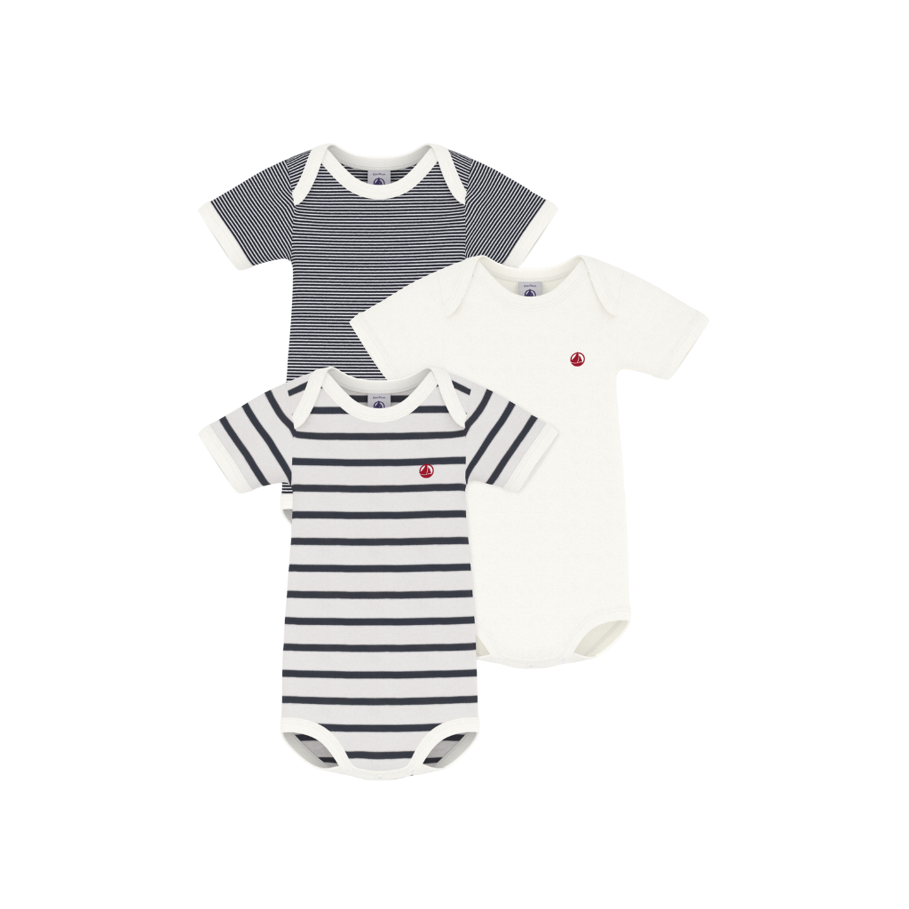 Petit Bateau Body à manches courtes Rayures - 3 pièces