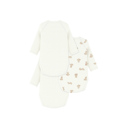 Petit Bateau Body cache-coeur et manches longues Ours - 3 pièces