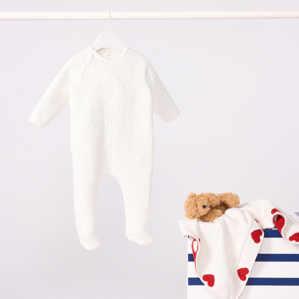 Petit Bateau Pyjama cache-coeur à manches longues Tubic White