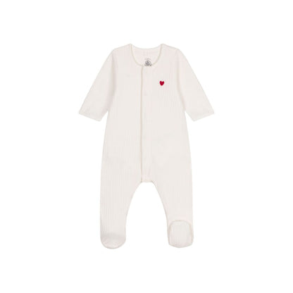 Pyjama Petit Bateau avec body intégré Velours Blanc Unisexe