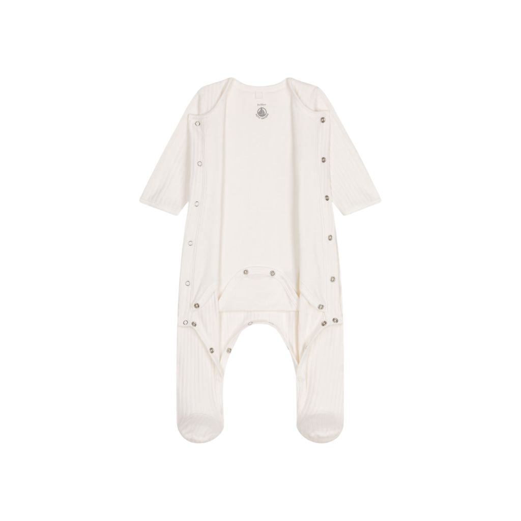 Pyjama Petit Bateau avec body intégré Velours Blanc Unisexe