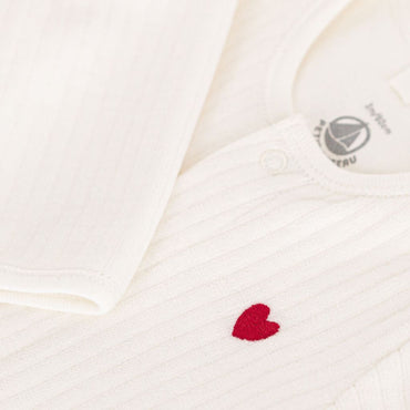 Pyjama Petit Bateau avec body intégré Velours Blanc Unisexe