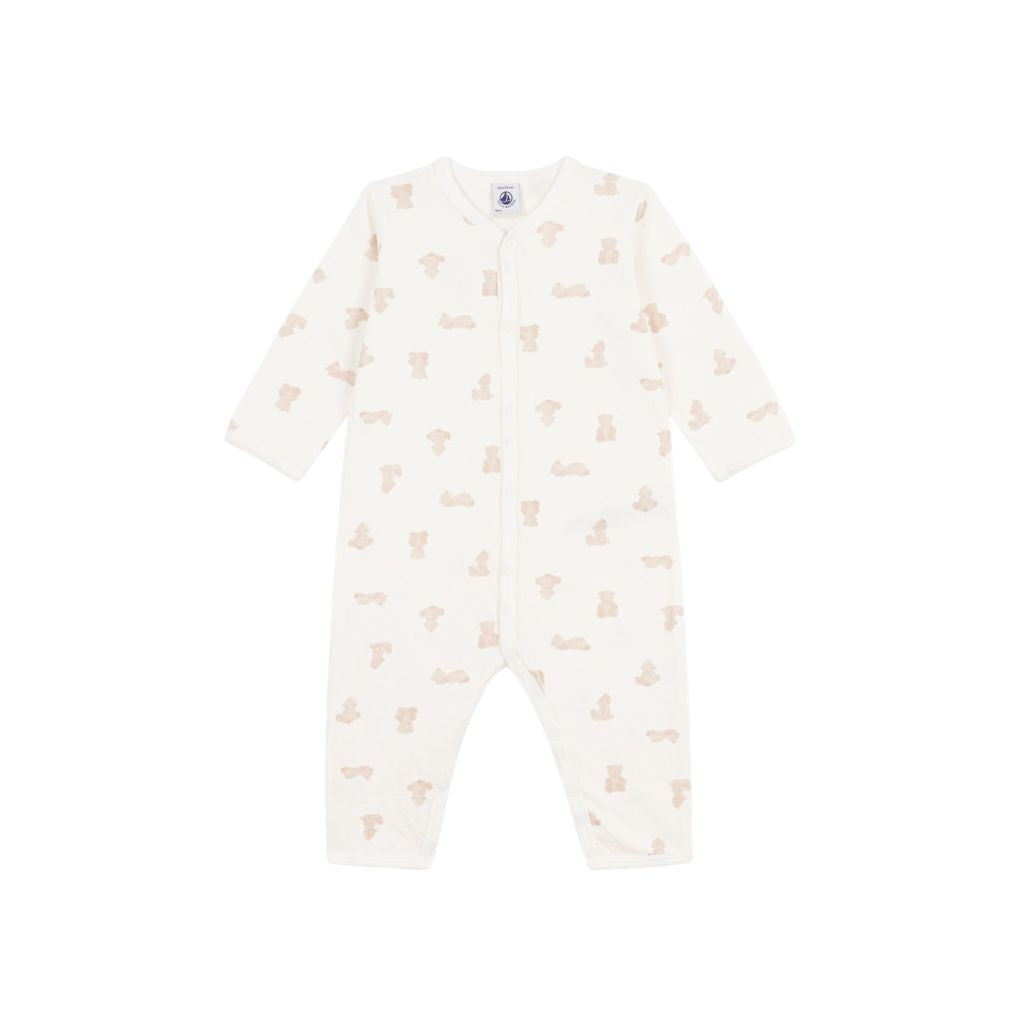 Petit Bateau Pyjama Sans Pieds Petits Oursons White/Brown Unisexe
