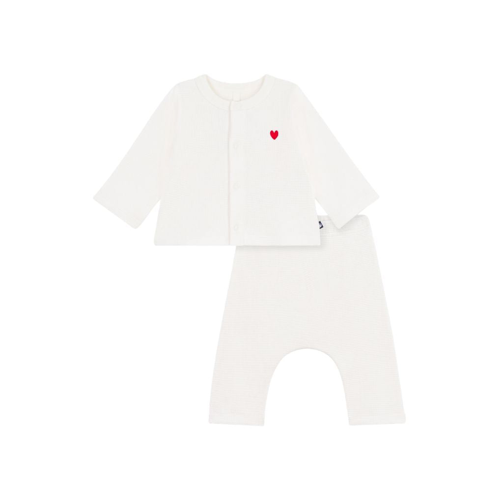 Petit Bateau Ensemble 2 pièces Cardigan et pantalon Blanc Unisexe