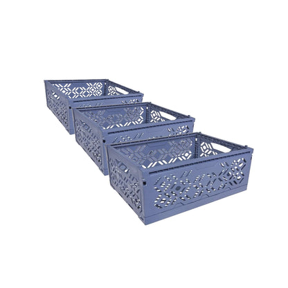Dreambee Bac Pliant Essentials Mini 16,1 x 23,8 x 10 cm Bleu Gris Foncé - 3 Pièces