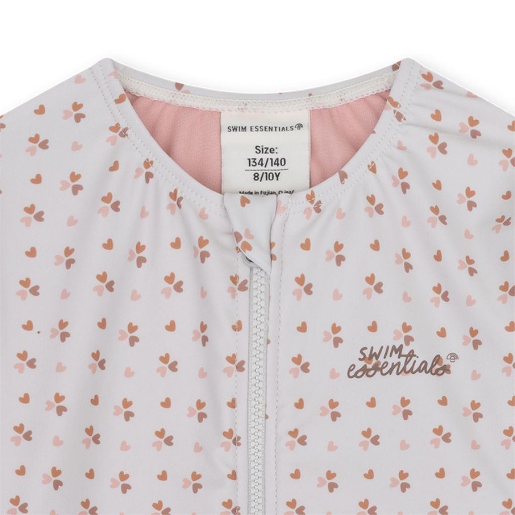 SwimEssentials UV-Zwemshirt Cozy Hearts Wit Roze