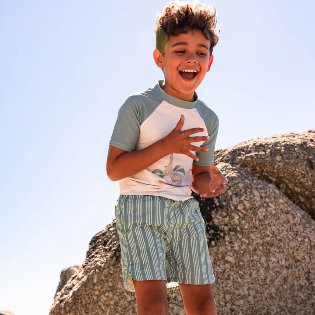 SwimEssentials Zwemshort Resort Stripe Groen Wit Jongens