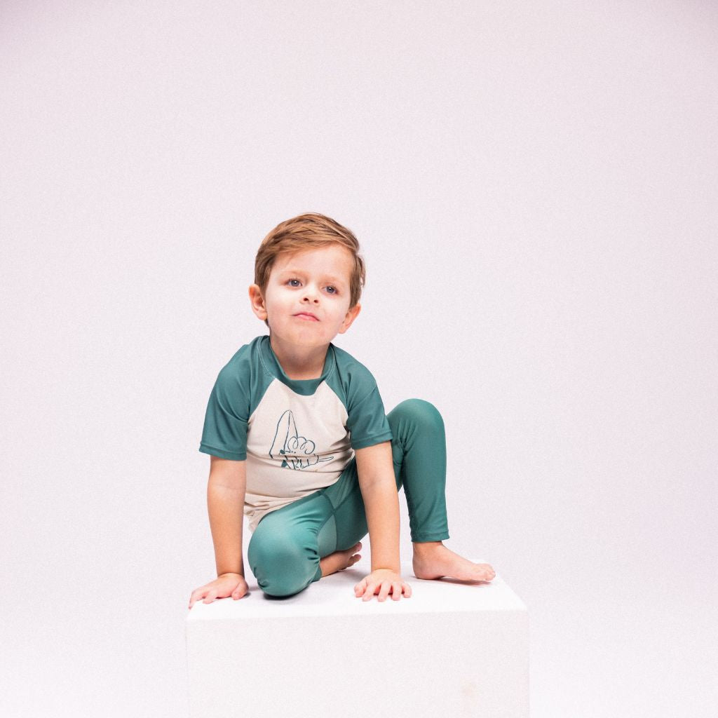 SwimEssentials T-shirt Surfer manches courtes Vert Blanc