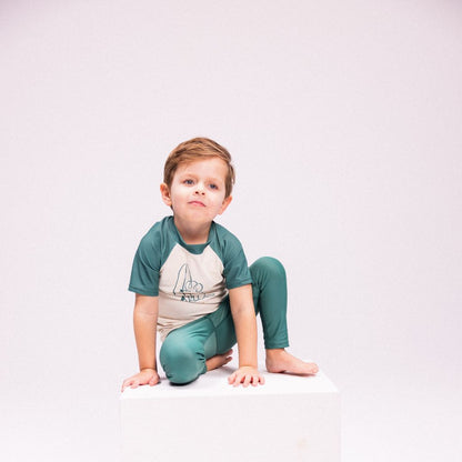 SwimEssentials T-shirt Surfer manches courtes Vert Blanc