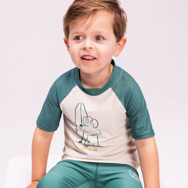 SwimEssentials T-shirt Surfer manches courtes Vert Blanc