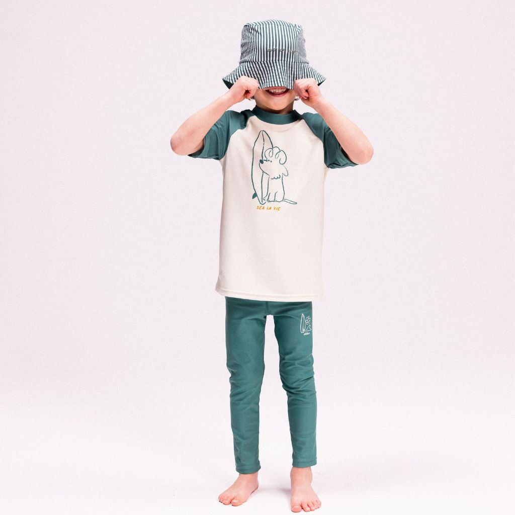 SwimEssentials T-shirt Surfer manches courtes Vert Blanc