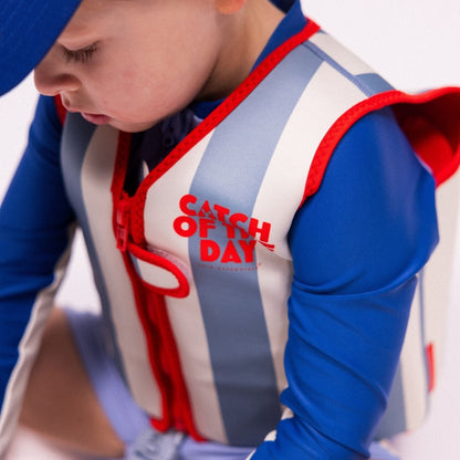 SwimEssentials Gilet de sauvetage Catch Of The Day Rouge Bleu