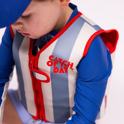 SwimEssentials Gilet de sauvetage Catch Of The Day Rouge Bleu