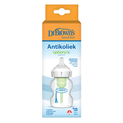 Dr. Brown's Biberon anticolique Options+ à col large transparent 150 ml