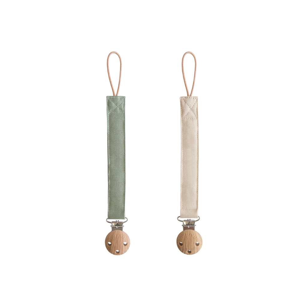 Mushie Attache-sucette Olive/Shifting Sand Multi - 2 pièces