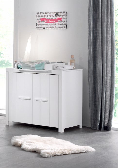 Jaxx Chambre de bébé 3 pièces (lit + commode + armoire 2 portes) Erik blanc