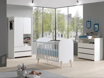 Jaxx Chambre de bébé 2 pièces (lit + commode avec rallonge) Kiddy blanc