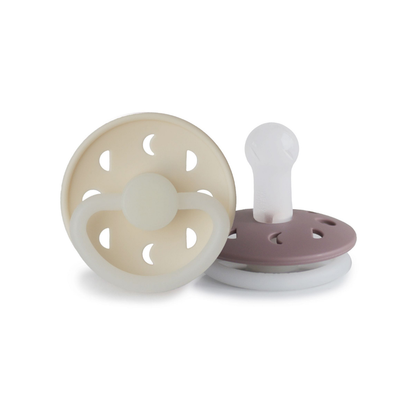 FRIGG Sucette + 6 mois Moon Night silicone Cream/Twilight Mauve - 2 pièces