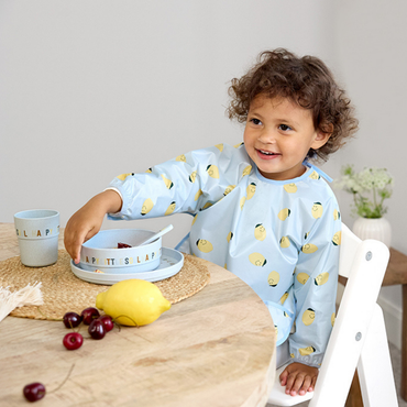 Lässig Slabbetje met mouwen Happy Fruits Lemon blauw - 2 stuks