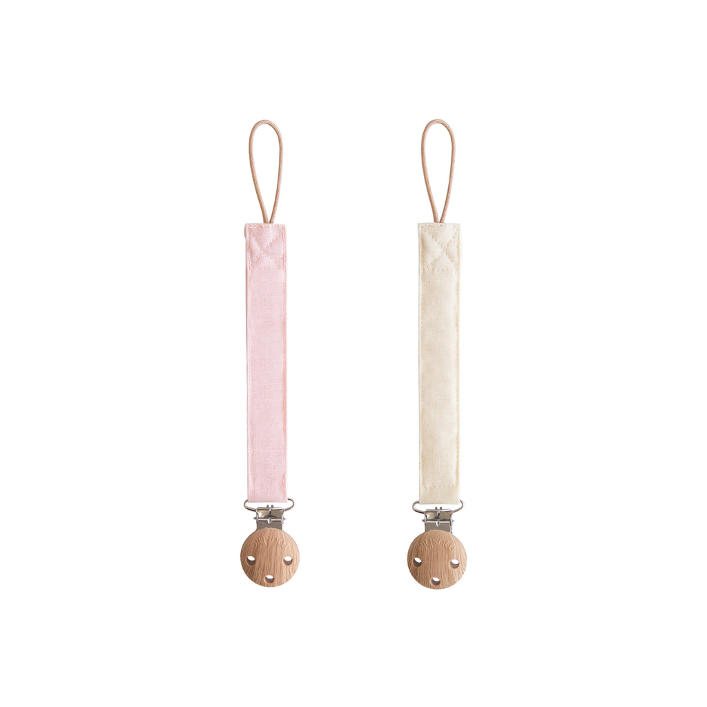 Mushie Attache-sucette Blush/Cream - 2 pièces   