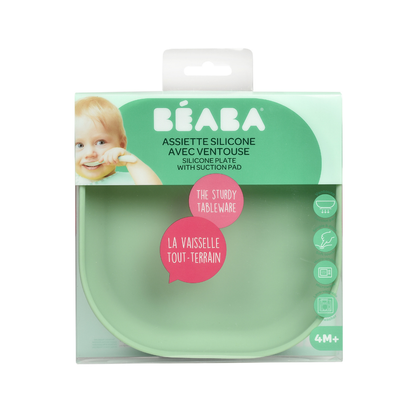 Béaba Siliconen bord met zuignap Sage Green