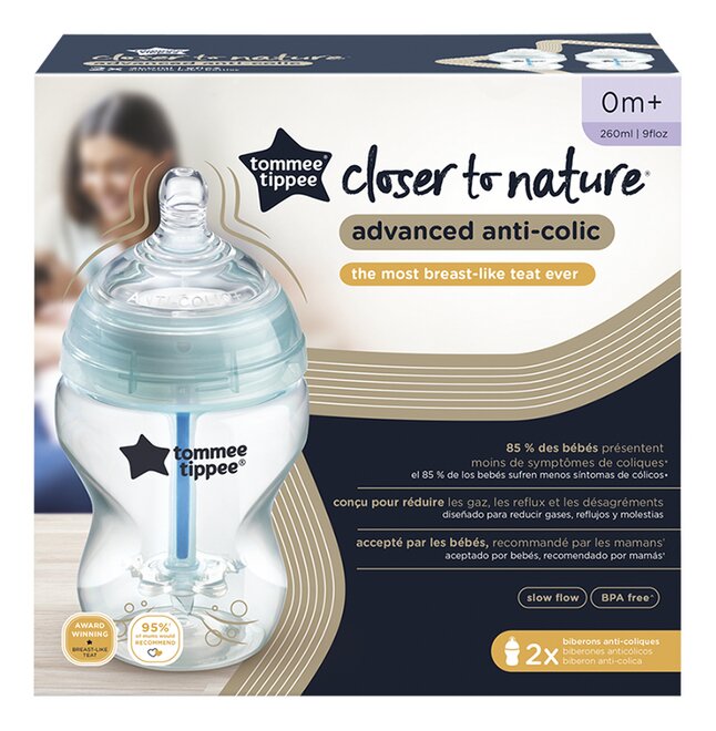 Tommee Tippee Biberon anticolique Avancé transparent/blanc 260 ml - 2 pièces