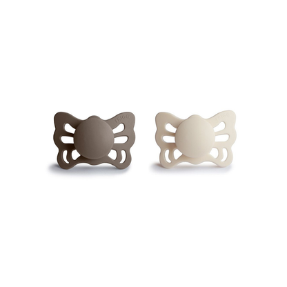 FRIGG Sucette + 0 mois Butterfly silicone Portobello/Cream - 2 pièces