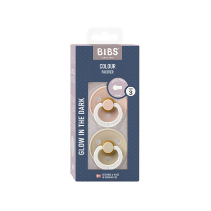 Bibs Sucette + 18 mois Glow in the dark Blush/Vanilla - 2 pièces