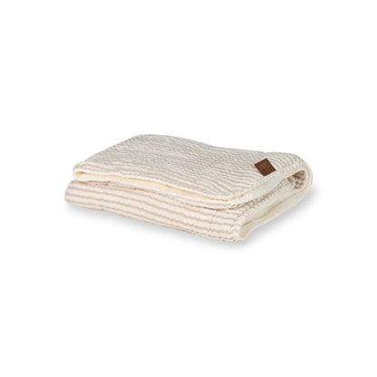 deken muslin/teddy 80x65 NATURAL STRIPES