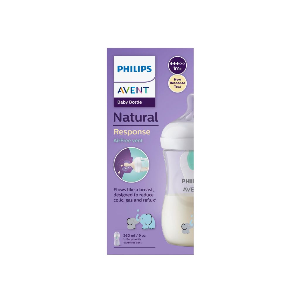 Philips AVENT Biberon Natural Response AirFree Eléphant transparent 260 ml